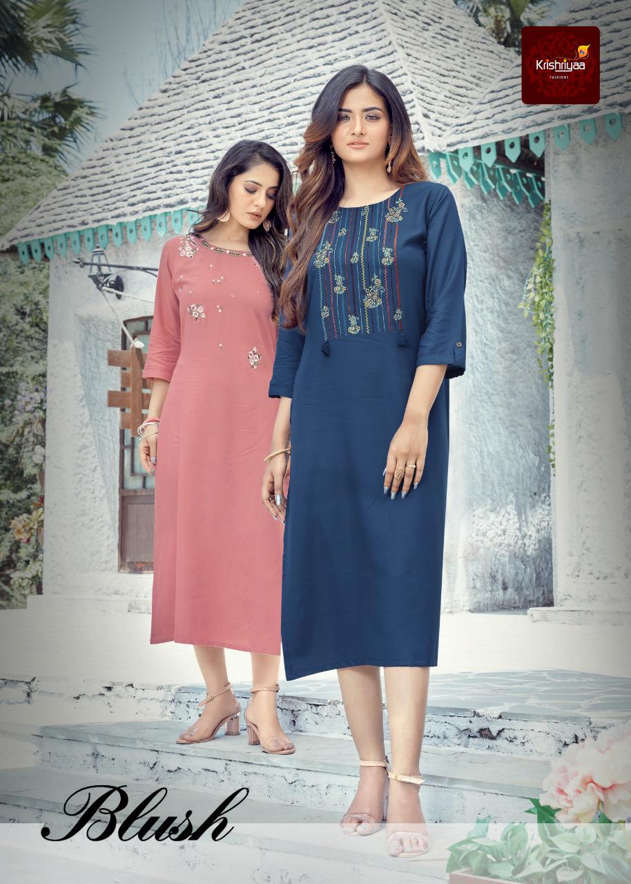 Krishriyaa Blush Ethnic Wear Viscose Rayon Designer Latest Kurti Collection